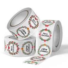 Autocollants ronds de Noël, 500 feuilles, 2,5 cm de diamètre, papier imperméable pour cadeaux de Noël