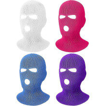 3 Hole Full Face Ski Balaclava, 4 Pack, Warm Knit Winter Cover, Stretchy Unisex for Outdoor Skiing Cycling