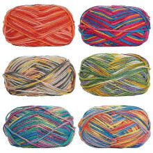 Laine à tricoter, 6 pelotes de 50 g chacune, laine double à tricoter et à crocheter, douce et colorée.