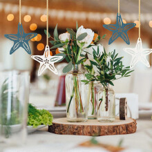 Décoration murale en bois naturel, motif coquillage et étoiles de mer, kit à suspendre, thème nautique, pour maison fête hôtel restaurant