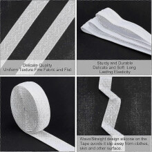 Bande élastique ondulée en silicone antidérapante 5 m x 2,5 cm blanche pour la couture et les loisirs créatifs