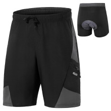 Pantaloncini da ciclismo imbottiti 2 in 1 uomo, con tasche con cerniera, traspiranti, per allenamento pendolarismo gite