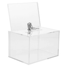 Acrylic Clear Lockable Donation Box, Transparent Ballot Suggestion Box for Fundraising Office Collection
