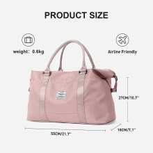 Reistas, sporttas, grote weekendtas met waterdicht vak, meerdere vakken, handbagage voor in het vliegtuig, sporttas voor dames, roze