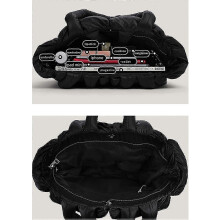 Mini borsa tote trapuntata da donna, borsa a tracolla imbottita in poliestere e nylon con tasca con cerniera