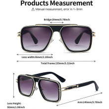 Lunettes de soleil carrées aviateur, protection UV, unisexe, monture style pilote rétro