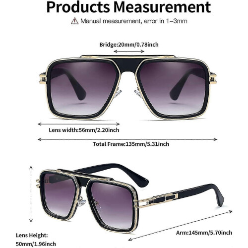 Square Aviator Sunglasses UV Protection Unisex Retro Pilot Frame
