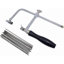 Kit professionnel de fabrication de bijoux, scie réglable avec 144 lames, manche en bois noir, compatible avec des lames de 3 à 14,4 cm de longueur