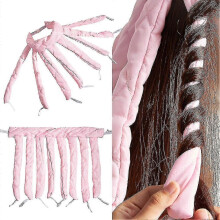 (Pink) Heatless Hair Curlers, No Heat Spiral Curls Headband, Hair Rollers For Overnight