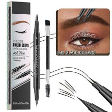 (04) 2-in-1 Dual-Ended Eyebrow Pen with Micro-Fork-Tip Applicator and Precise Brush-Tip