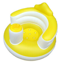 (Yellow) Baby Inflatable Chair Press Inflatable Infant Shower Stool Spine Protection Baby Air-cushion Couch