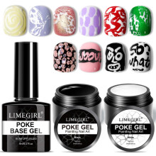 (White poke glue) LIMEGIRL Stamp Nail Gel Black White Nail Polish Alphabet Art Hole Effect Gel Wave Gel Lace Gel Nail Art Set New DIY Design