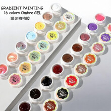 (12) 16-Color Ombre Gel Blush Pot, No-Wipe Smudge Paint Gel, Matte Long-Lasting Blush Gel, Professional Nail Art Kit