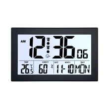 Horloge électronique élégante avec calendrier rétroéclairé-Noir