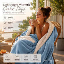 (Super King (230x270cm), Sky Blue) Supreme Bedding Reversible Sherpa Fleece Blanket 480GSM Ultra Soft Warm Plush Luxury Throw