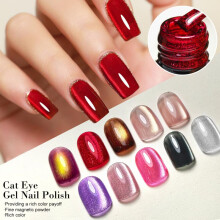 (6) Cat Eye Gel Polish Set 10 Colors Glass Bead Shimmer Magnetic Gel Nail Art Tool Kit Fine Glitter Magnet Gel 10ml10 Bottles