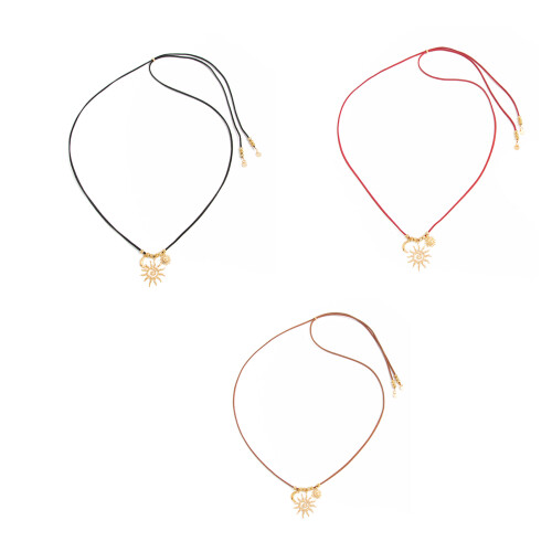 Collier pendentif Unique découpé au soleil, chaîne coréenne-Brun 1