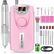 (Powder) Electric Nail Drill Portable Rechargeable Mini Professional Nail File Tool Kit Best Seller