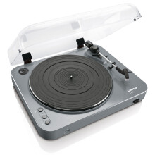 USB lemezjátszó, félautomata, szürke, 33/45 RPM