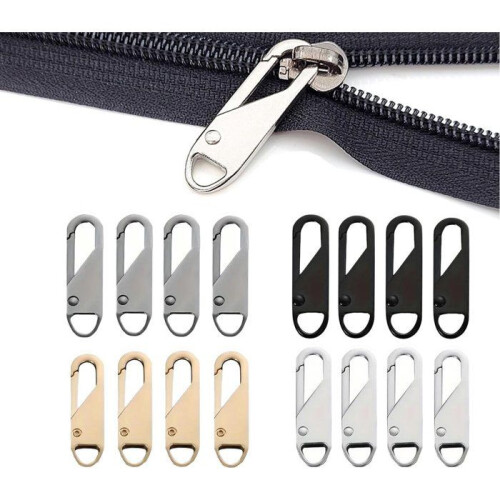 16 Pcs Zipper Pull Tabs, Assorted Colors, Replacement Slider Pulls for Clothing, Bags and Jeans Repair