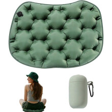 Opblaasbaar waterdicht zitkussen met ingebouwde pomp, set van 2, 36 x 28 x 5 cm, lichtgewicht, groen, voor kamperen en wandelen