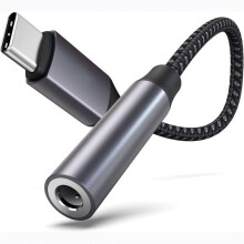 Cuibheoir USB cineál C go seac 3.5 mm, cuibheoir fuaime do chluasáin le slis DAC ardtaifigh le haghaidh fuaim ghlan agus soiléir