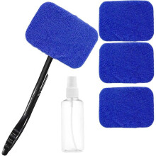Limpiaparabrisas para coche con 4 paños de microfibra, mango desmontable y botella pulverizadora para limpieza de interior y cristales