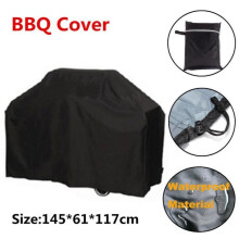 Grillabdeckung aus Polyester, wasserdicht, 145 x 61 x 117 cm, Schwarz, robuste Schutzhaube für den Außenbereich