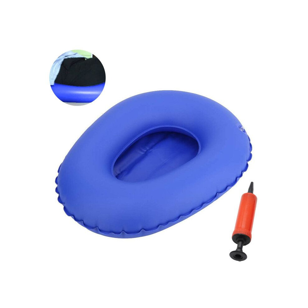 Portable Blue Inflatable Bed Basin, Washable for Elderly Bedridden Patients, Inflatable Stool for Pressure Sore Care