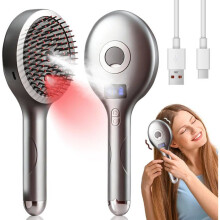 3-in-1 elektrische hoofdhuidmassager en stoomontkrulborstel met 4 massagestanden en sprayfunctie, grijs