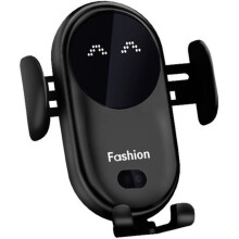 Draadloze autolader en telefoonhouder, intelligente infrarood snellader met automatische klem, 15 W, zwart, compatibel met smartphones