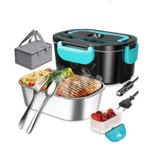Elektrische verwarmde lunchbox voor auto, vrachtwagen, kantoor en werk, 220V 12V 24V, roestvrij staal 1,5 l, draagbare maaltijdverwarmer