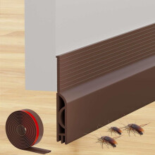 Self-Adhesive Silicone Door Draft Excluder 100 cm Brown, Thermal Insulation Strip for Bottom of Door, 100 x 5 cm, Anti-Cold Seal