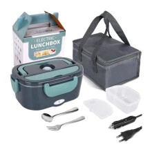 Elektrische verwarmde lunchbox voor auto, vrachtwagen en kantoor, 220 V en 12 V, 1,5 l roestvrij staal, 40 W geïsoleerde voedselverwarmer