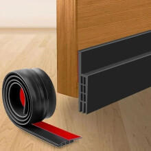 Door Draft Excluder Adhesive Seal Strip for Cold, Noise and Moisture Insulation, 90 x 5 cm, Black