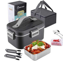 Elektrische lunchbox, 75 W, uitneembare roestvrijstalen bak, inhoud 1,8 l, 12 V, 24 V en 220 V voedselverwarmer
