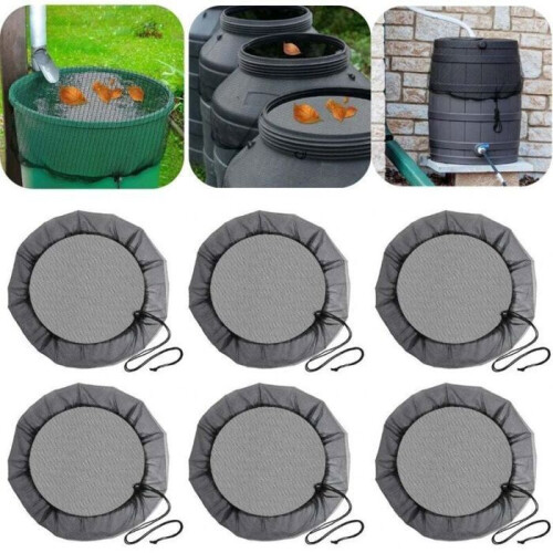 6 Pack Rain Barrel Protection Net with Drawstring, Leaf and Mosquito Cover, 31.5 Inch Diameter