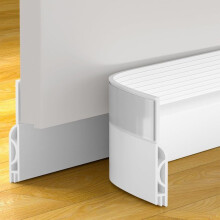 Burlete autoadhesivo de silicona para parte inferior de puerta, 100 cm, aislamiento térmico, anti corrientes de aire, blanco, 100 x 5 cm