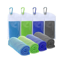 Erfrischendes Sporthandtuch aus Mikrofaser mit 4 wasserdichten Beuteln und Etikett