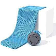 Serviette de sport et d’été rafraîchissante en microfibre à séchage rapide, 30 x 60 cm, taille enfant, bleu ciel, avec étui de rangement