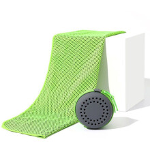 Serviette rafraîchissante de sport et d’été en microfibre à séchage rapide, 30 x 60 cm, format enfant, avec étui de rangement, verte