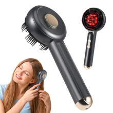 Brosse de massage shiatsu 3 en 1 avec luminothérapie rouge 650 nm et bleue 850 nm, 3 modes de massage, favorise la pousse des cheveux et le soin