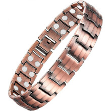 Bracelet magnétique en cuivre massif pour homme, double rangée élégante avec aimants puissants, bijou de magnétothérapie pour un usage quotidien