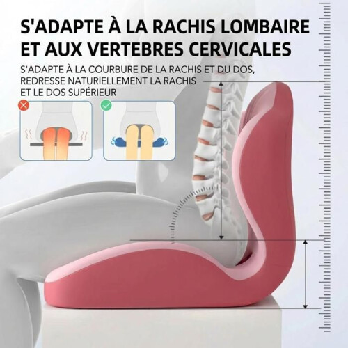 Cuscino 2 in 1 per seduta e supporto lombare in memory foam, ergonomico e ortopedico, per ufficio e auto, rosa 2
