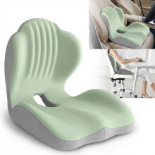 2-in-1 zitkussen en lendensteun van traagschuim, ergonomisch orthopedisch stuitkussen voor kantoor en auto, groen