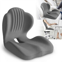 2-in-1 zit- en lendensteunkussen van traagschuim, ergonomisch orthopedisch stuitkussen voor bureaustoel, lichtgrijs