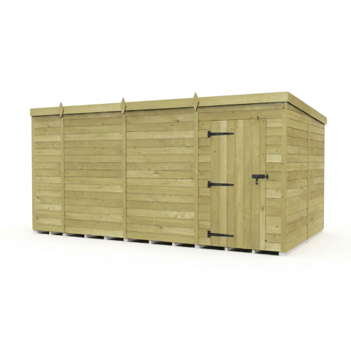14 x 8 Pent Shed Tanalised (Single Door, No Windows) 1