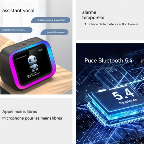 Smart Bluetooth Speaker 11.4 x 7 x 8.2 cm, Type-C Charging Port, 2000 mAh, Hands-Free Calling, Alarm Clock Function 1