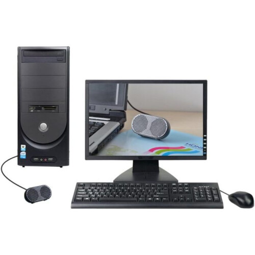 Mini USB Speaker for Laptop, Stereo Multimedia Powered Speaker, Compact Wired Desktop Audio Speaker for PC, Black 2