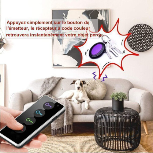 Wireless Key Finder, 80 dB RF Key Locator with 130 ft Range, Remote with LED Flashlight, Base Holder 2
